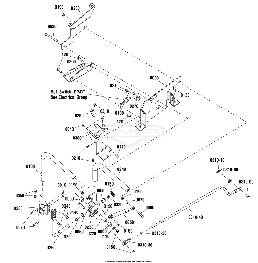 Control Group - Right Hand With Electric Height Of Cut (7502145) Diagram and Parts List for 7800819 (C950-60107-0)(2011) Briggs and Stratton Lawn Tractor